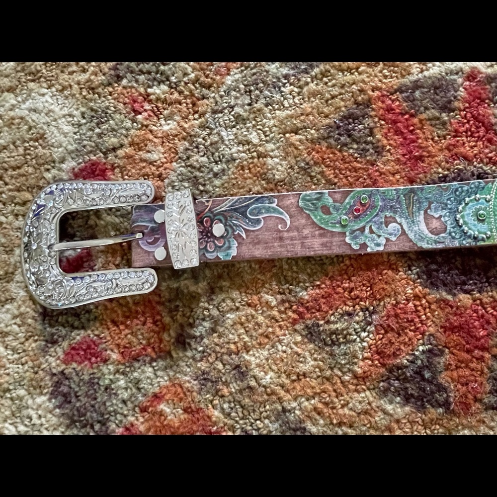 Genuine Leather Paisley Belt